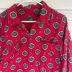 Red Patterned Vintage Button Up